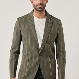 MR BUTTON Striped Notched Lapel Collar Single Breasted Blazers-image-51