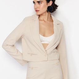 Trendyol Notched Lapel Single Breasted Crop  Blazer-picture-55