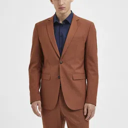 SELECTED Men Brown Single-Breasted  Slim-Fit Formal Blazers-picture-53