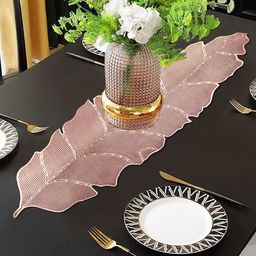 Dakshya Industries Gold Toned Textured Waterproof Table Runner-51