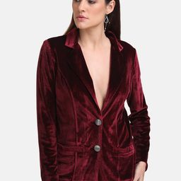 Kazo Women Velvet Single-Breasted Blazer-36