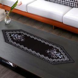 LooMantha Black & White Floral Printed Cotton Table Runner-12