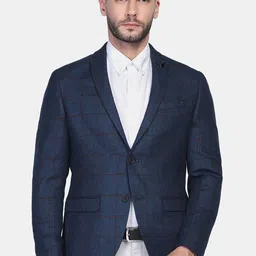 Blackberrys Men Checked Slim-Fit Single-Breasted Pure Woolen Blazer-43