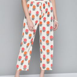 MALHAAR Women Ethnic Motifs Printed Cotton Straight Fit Parallel Trousers-picture-18