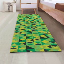 Saral Home Green Geometric Printed Cotton Multiuse Runner-43