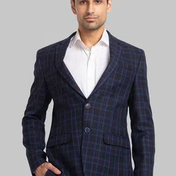 Park Avenue Men Checked Single Breasted Blazer-picture-27