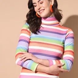 BAESD Striped Turtle Neck Pullover-image-87