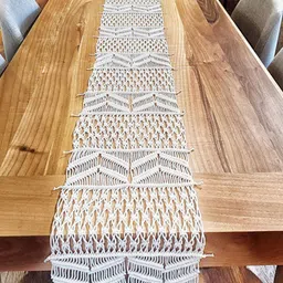 Kaahira Off White Boho Dcor Macrame Table Runner-2