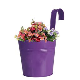 TRUSTBASKET Purple Striped Detail Metal Planter-34