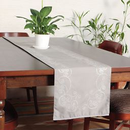 ZEBA Grey Embroidered Table Runner-30