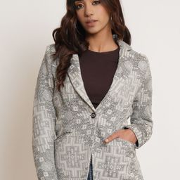 WESTCLO Self Design Pure Cotton Slim-Fit Single-Breasted Casual Blazer-image-79