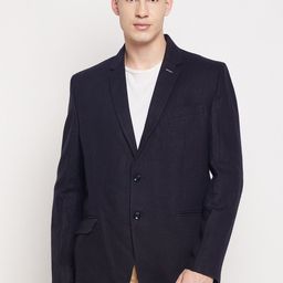 Duke Men Navy Blue Solid Single-Breasted Casual Blazers-image-65