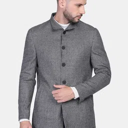 Blackberrys Men Hounstooth Checked Slim-Fit Bandhgala Blazer-picture-24