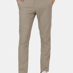 Blackberrys TechPro Collection Men Beige Checked Slim Fit Low-Rise Trousers-image-37