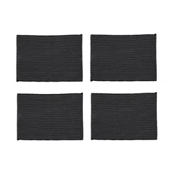 Anko Black 4 Pieces Striped Woven Cotton Rectangular Table Placemats-3