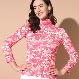 BAESD Conversational Printed Opaque High Neck Cotton Top-picture-7