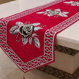 GROKI Floral Embroidered Cotton Table Runner With Tasselled Detail-29