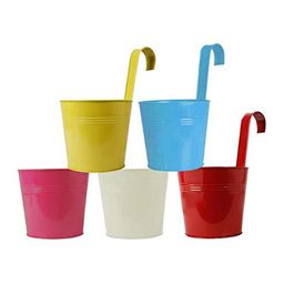 TRUSTBASKET 5 Pcs Striped Detail Metal Planters-58