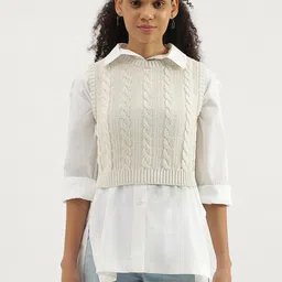 United Colors of Benetton Cable Knit Pure Cotton Sweater Vest-picture-41