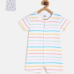 MINI KLUB Infant Boys Pack Of 2 Printed Pure Cotton Rompers-image-88