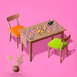 ArtzFolio Blue & Pink Geometric Digital Printed Table Runner-55