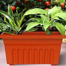 TRUSTBASKET Brown 12 Pieces Textured UV Treated Rectangular Plastic Planters-10