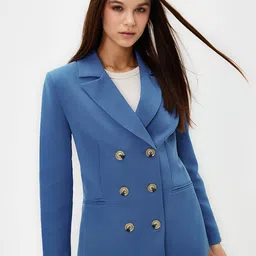 Trendyol Notched Lapel Double-Breasted Blazer-image-63