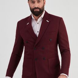 MR BUTTON Men Slim-Fit Double Breasted Blazer-image-50