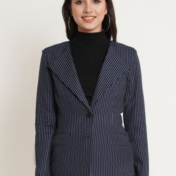 Purple State Striped Slim-Fit Single-Breasted Blazer-picture-21