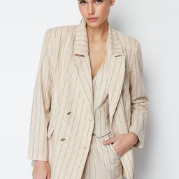 Trendyol Striped Notched Lapel Collar Long Sleeves Single Breasted Blazer-12