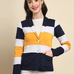 BAESD Women Striped Single-Breasted Blazer-image-91