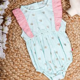 Nino Bambino Infant Girls Organic Cotton Printed Sleeveless Ruffled Rompers-image-13