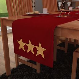 Home Heart STAR COLLECTION Burgundy & Beige Pure Cotton Table Runner-31