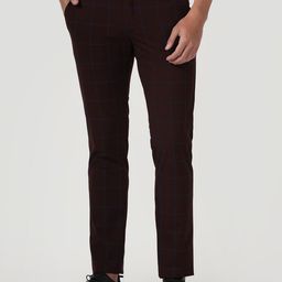 Blackberrys Men Checked Slim Fit Low-Rise Trouser-image-83