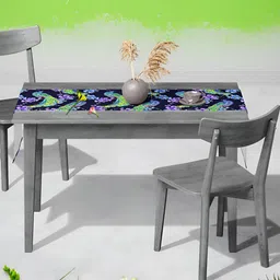 ArtzFolio Navy Blue Printed Rectangular Velvet Table Runner-67