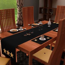 Home Heart STAR COLLECTION Black & Beige Pure Cotton Table Runners-picture-47