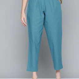 MALHAAR Women Straight Fit Cotton Trousers-image-29