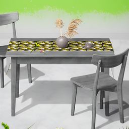 ArtzFolio Black & Yellow Geometric Digital Printed Table Runner-15