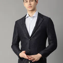Bruun & Stengade Navy Blue Notched Lapel Blazers-image-2