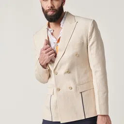 MR BUTTON Slim-Fit Peaked Lapel Collar Double Breasted Blazer-picture-22