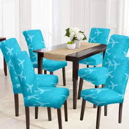 Cortina Blue 6 Pcs Conversational Printed Chair Covers-image-6