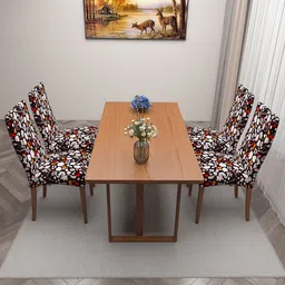 DREAM CARE Black & Red 4 Pieces Printed Chair Covers-image-6