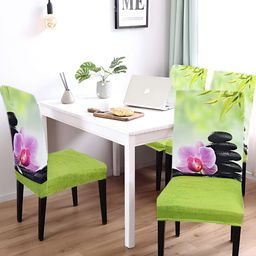 ohello Green and Purple 4 Pieces Printed Breathable Chair Covers-9