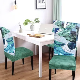 ohello Green and Blue 4 Pieces Printed Breathable Chair Covers-image-52