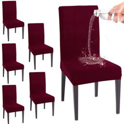 HOKIPO Burgundy 6 Pieces Water Resistant Chair Covers-image-97