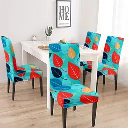 Cortina Sea Green & Red 4 Pcs Printed Super Stretchable Chair Covers-7