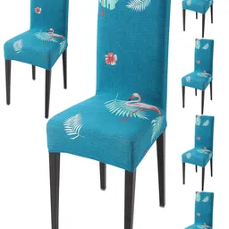 HOKIPO Blue 6 Pieces Printed Stretchable Chair Covers-image-67