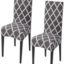 HOKIPO Grey 2 Pieces Printed Stretchable Chair Covers-image-99