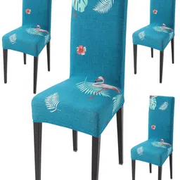 HOKIPO 4 Pieces Blue Printed Stretchable Chair Covers-image-87