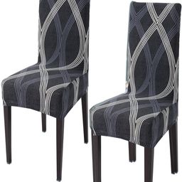 HOKIPO 2 Pieces Grey Printed Stretchable Chair Covers-image-50
